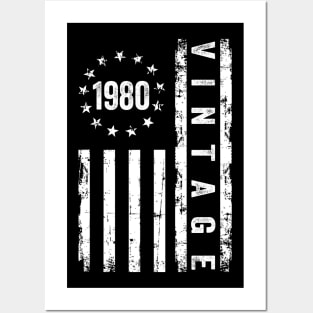 44 Years Old Gifts Vintage 1980 American Flag 44th Birthday Posters and Art